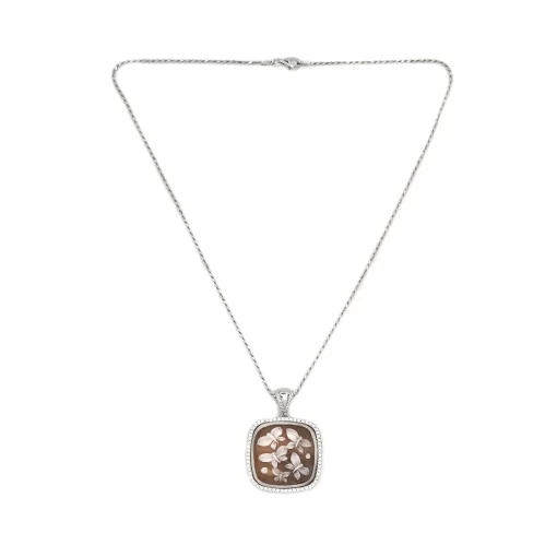 Cammeo conchiglia disegno farfalle in argento 925 - immagine 2