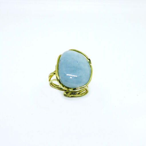 Anello in Argento dorato con Pietra Acquamarina Milk
