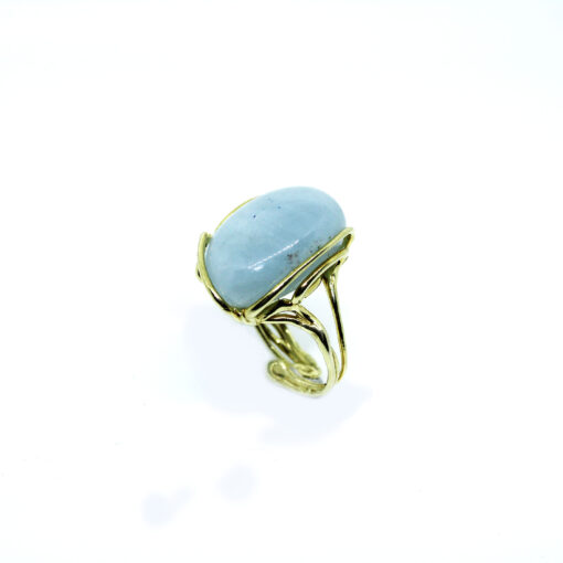 Anello in Argento dorato con Pietra Acquamarina Milk - immagine 3
