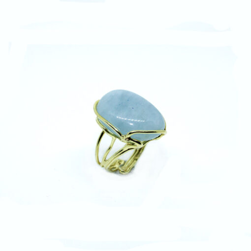 Anello in Argento dorato con Pietra Acquamarina Milk - immagine 2