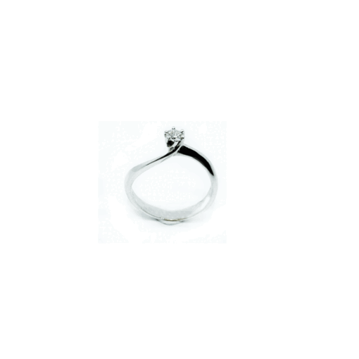 Anello-Solitario alto-oro bianco 750-Diamante taglio brillante-6 griffe