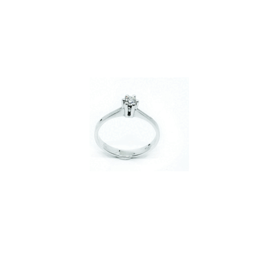 Anello-Solitario dritto-oro bianco 750-Diamante taglio brillante-6 griffe